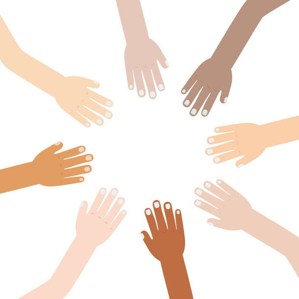 main levée de différentes races unies
 - Vecteur, image