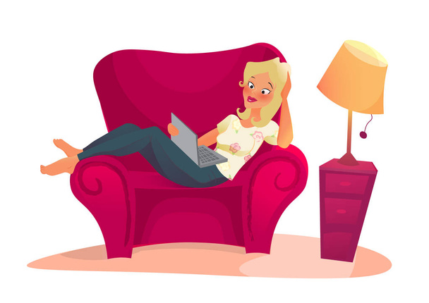 cartoon character. woman relaxing - Vector, Image