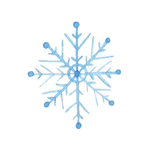 Рука намальована акварельна сніжинка ізольована на білому тлі
 - Фото, зображення