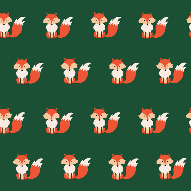 Vector seamless pattern with cute cartoon foxes. - Vector, Image