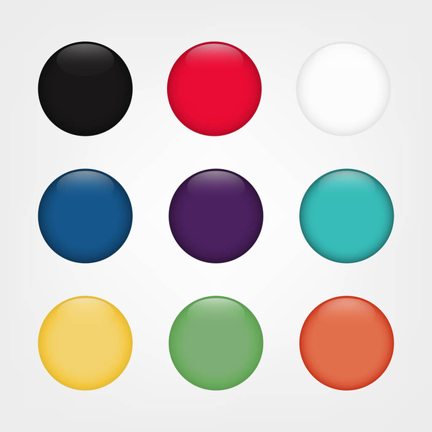 Glossy web round buttons in different colors. Vector blank badge template illustration - Wektor, obraz