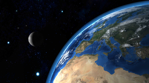 Красива Земля з Місяцем на задньому плані
 - Кадри, відео