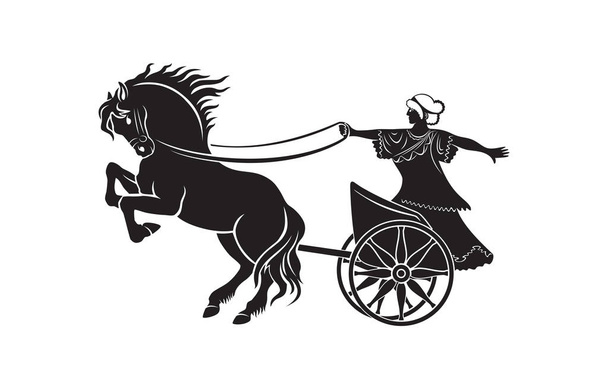 Woman riding in chariot - Vector, Image