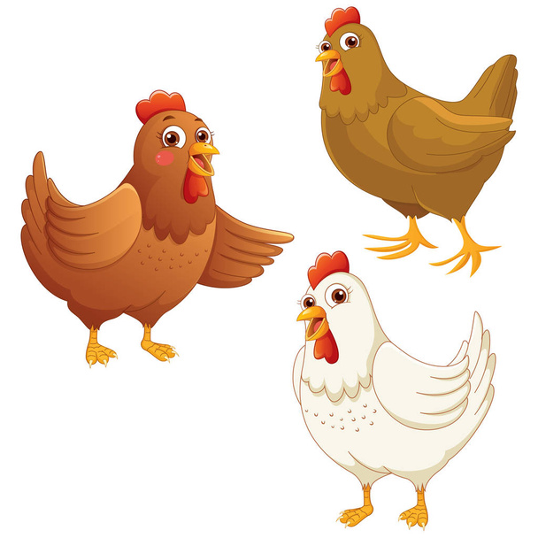 Vector Illustration Of Cartoon Chickens - Vector, Image