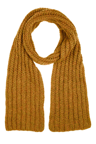 Yellow wool scarf isolated on white background. - Photo, Image