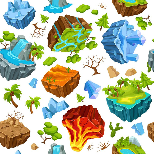 Gaming Islands And Nature Elements Pattern - Vektor, obrázek