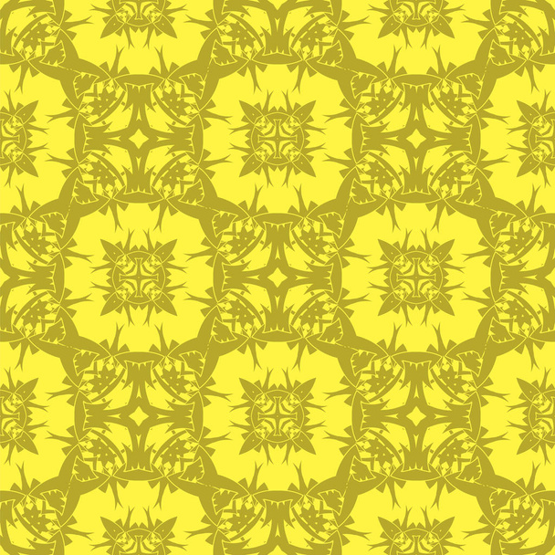 Yellow Ornamental Seamless Line Pattern - ベクター画像