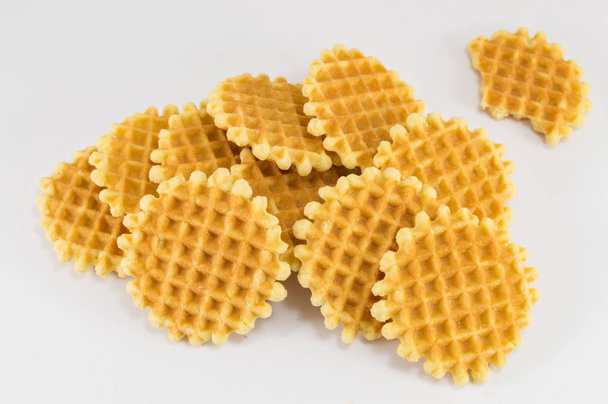 Bunch of golden baked waffle cookies - Foto, immagini
