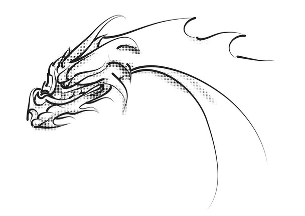 cabeza de dragón en blanco
 - Vector, imagen