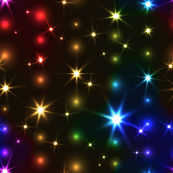 Rainbow seamless background with shiny Christmas chain - ベクター画像