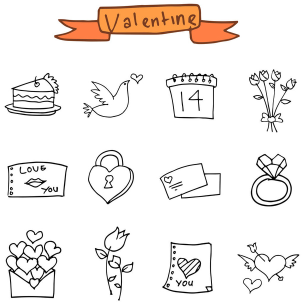 Hand draw element valentine icons - Вектор, зображення