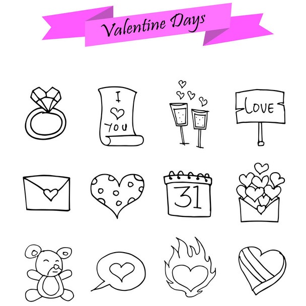 Valentine day element of icons - Vector, afbeelding