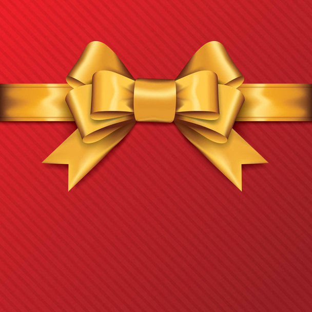 Golden gift bows with ribbons On Red Background. - Vector, Image