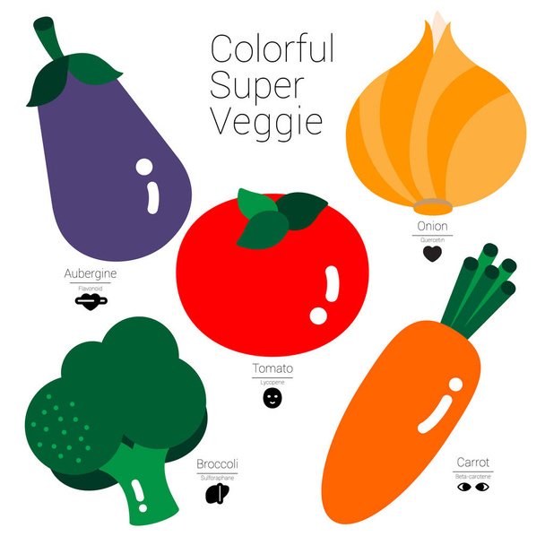 Kolorowe Super Veggie - Wektor, obraz