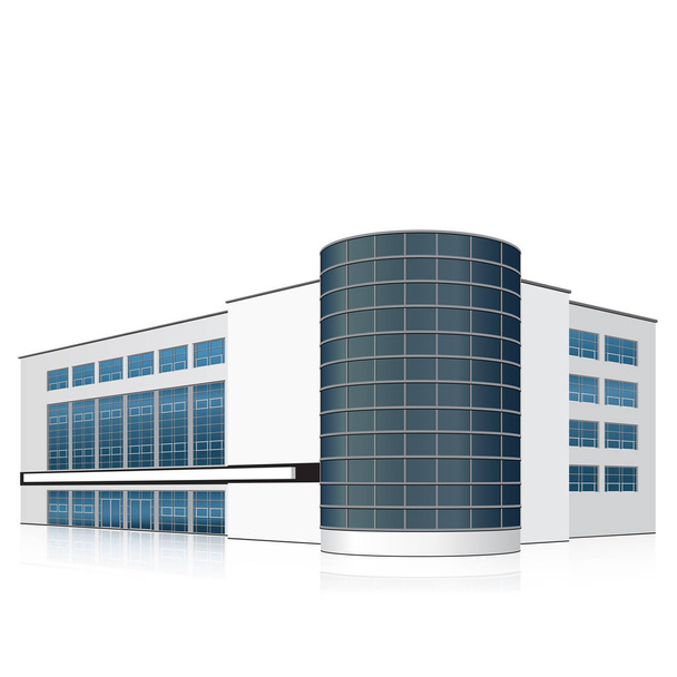 office building with an entrance and reflection - Vector, afbeelding