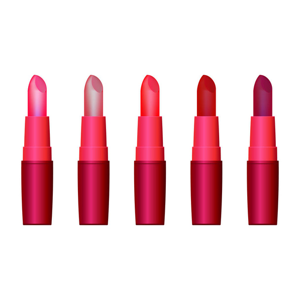 Set de lápices labiales en rosa Tubo
 - Vector, imagen