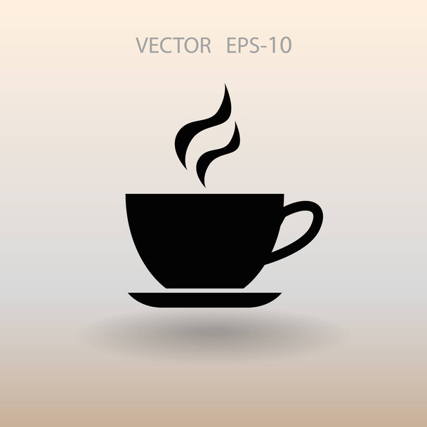 Płaski długi cień filiżanka gorący napój ikona ilustracja wektorowa - Wektor, obraz