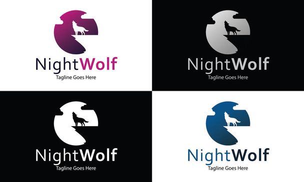 Nachtwölfe Logo Design-Vorlage, Vektorillustration - Vektor, Bild