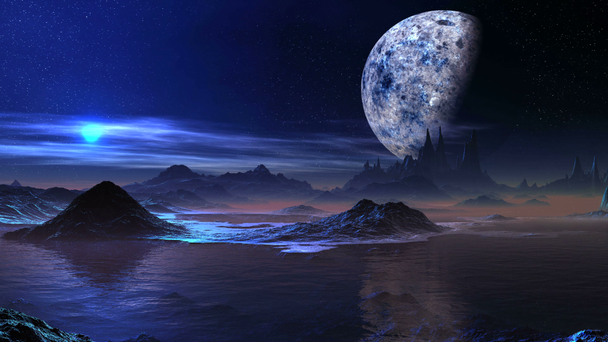 Alien Blue Sunrise y una enorme luna
 - Imágenes, Vídeo