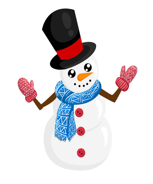 Snowman on the white background. - Vector, Image