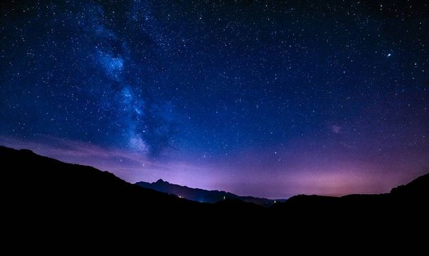 night sky stars milky way blue purple sky in starry night - Photo, Image