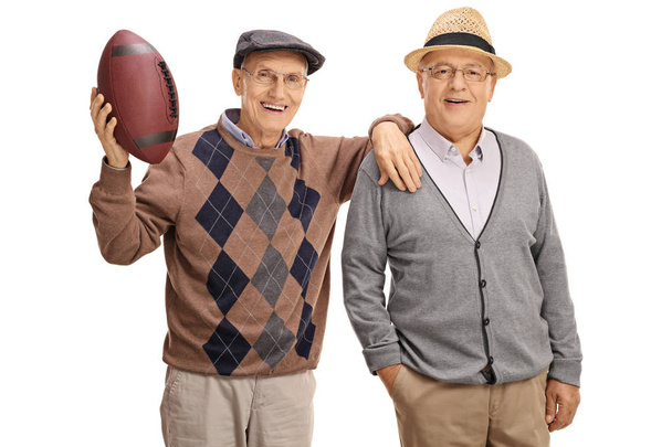 Joyful seniors with a football - Valokuva, kuva