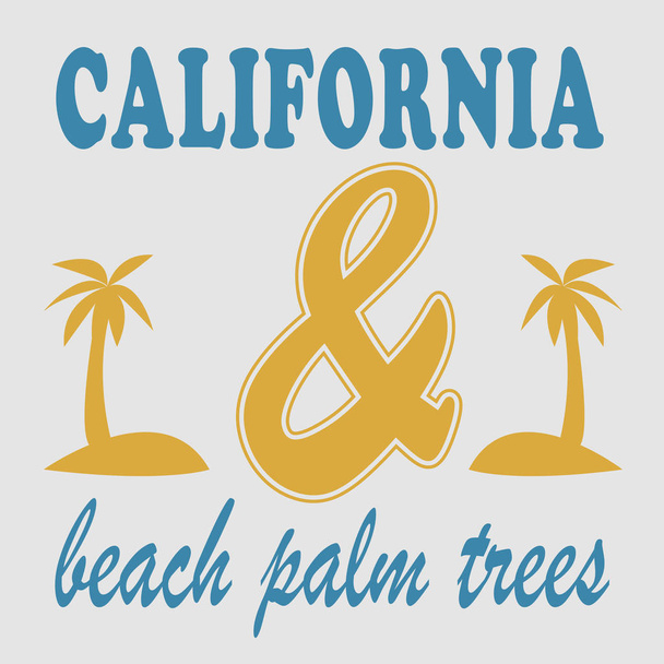 Λος Άντζελες Παραλία Φοίνικας δέντρα τυπογραφία - Διάνυσμα, εικόνα