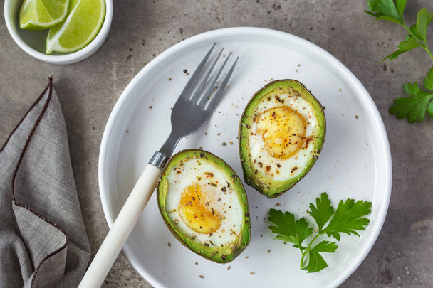 avocado baked with eggs - Photo, Image