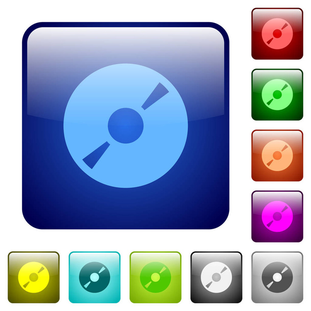 DVD disk color square buttons - Vector, Imagen