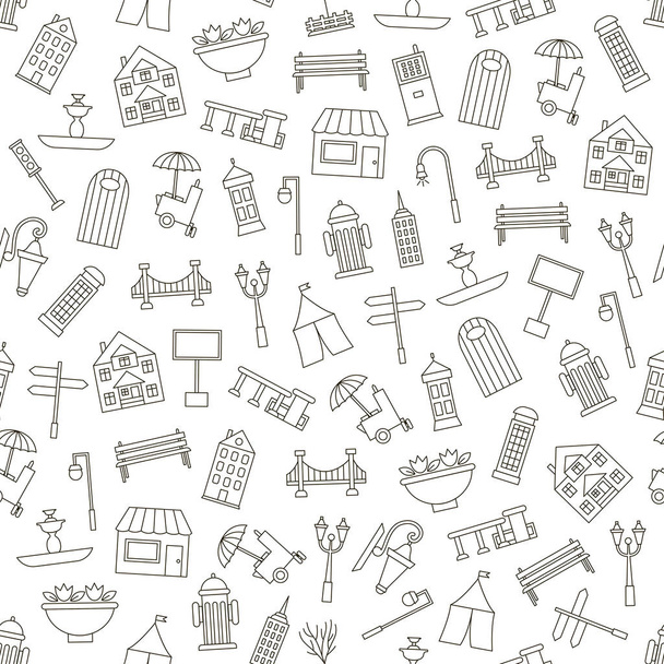 City elements icons pattern - Vector, Image