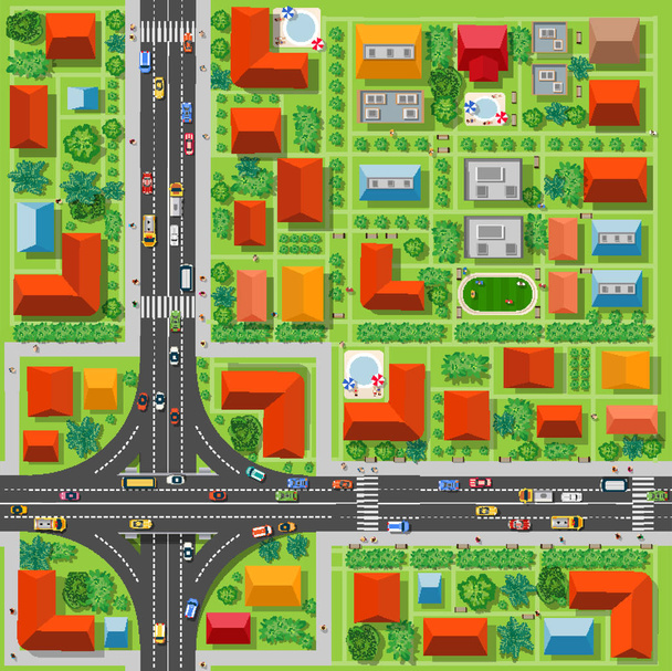 高速道路のジャンクションの平面図  - ベクター画像