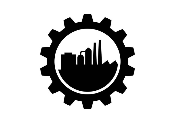 Ícone industrial preto no fundo branco
 - Vetor, Imagem