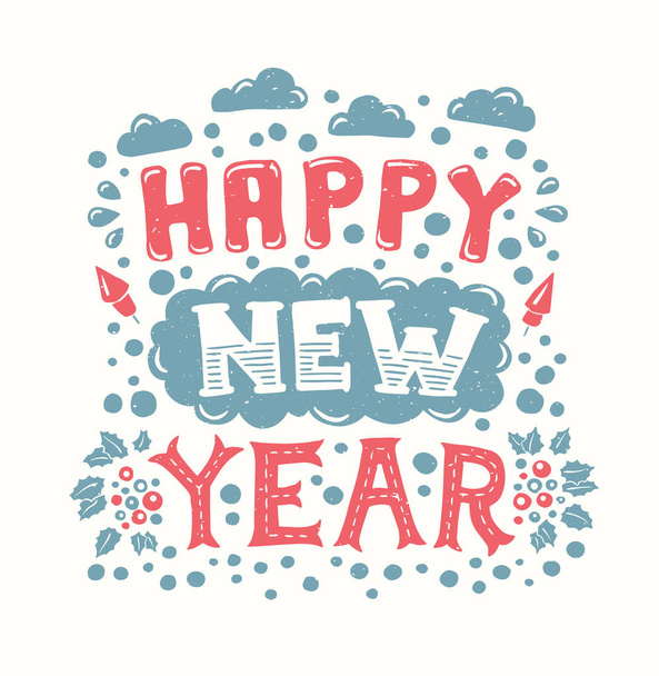 Happy New Year Vintage Poster - Vector, Image