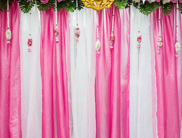 Pink and white fabric backdrop. - Photo, Image