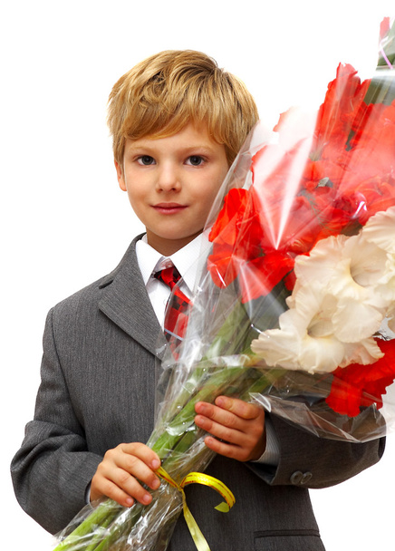 The boy with a bouquet of colors - Photo, Image