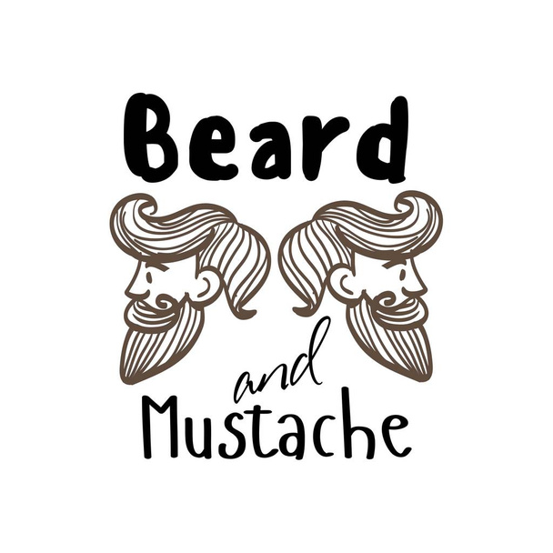freehand drawing men , drawing a mustache , drawing pricheki , monochrome , funny men , stylized, mustache, beard - Διάνυσμα, εικόνα