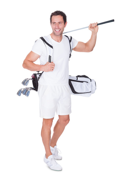 Golf Player Holding Bag With Clubs - Fotó, kép