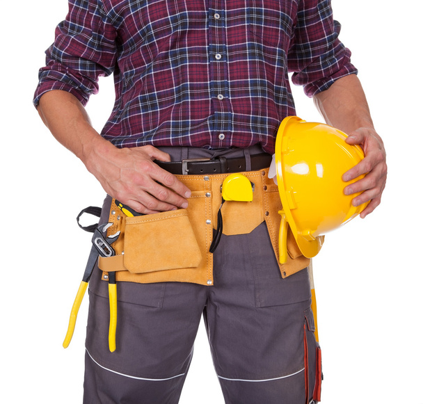 Young Worker Man With Hard Hat - Фото, зображення