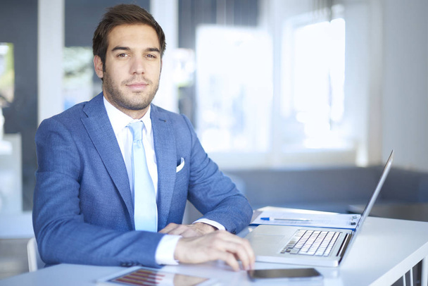  businessman sitting in front of laptop - Fotó, kép