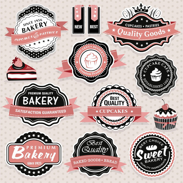 Collection d "étiquettes, badges et icônes vintage de boulangerie rétro
 - Vecteur, image