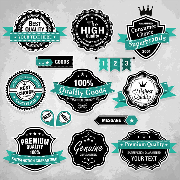 Collection of vintage retro labels, badges and icons - Vector, Image