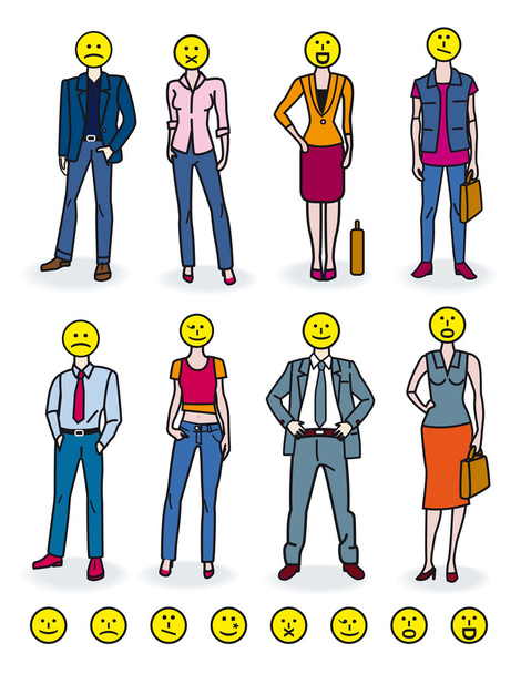 Business and Emoticons - Vector, Image