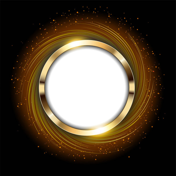Metallic gold ring with text space and swirl light  - Vektori, kuva
