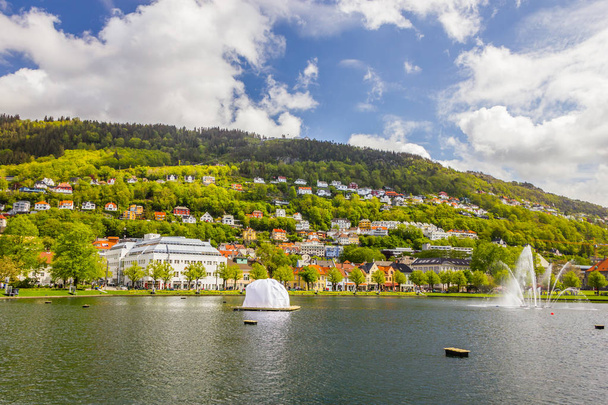 Prachtig uitzicht over de stad Bergen, Noorwegen - Foto, afbeelding