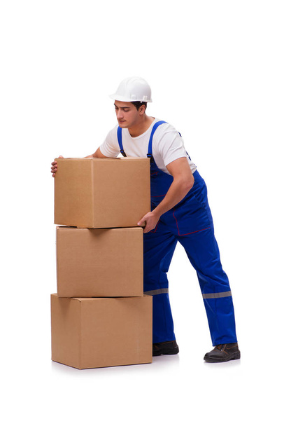 Man with boxes isolated on white - Fotografie, Obrázek