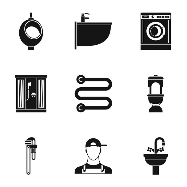 Bathroom icons set, simple style - Wektor, obraz