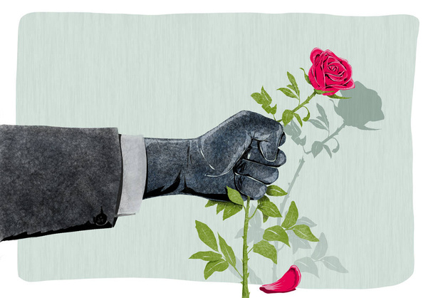  illustrazione della mano che spezza una rosa come simbolo di violenza contro le donne
 - Foto, immagini