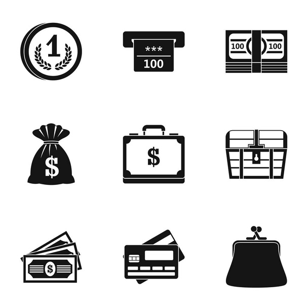 Cash icons set, simple style - Vecteur, image