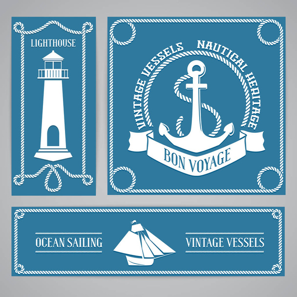 Templates flyers with nautical elements - Vettoriali, immagini