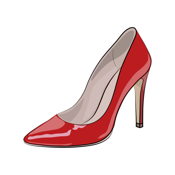 Náčrt aktivní ženy červené boty. Vektorové ilustrace. - Vektor, obrázek